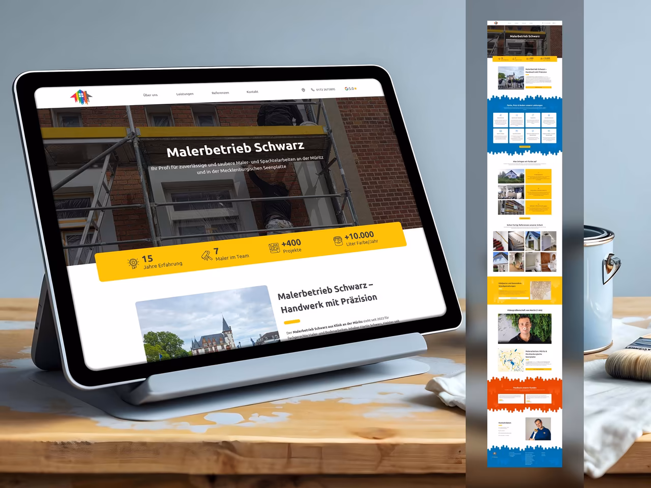 Website f&uuml;r Malerbetrieb Schwarz Webdesign f&uuml;r Maler Handwerksbetrieb