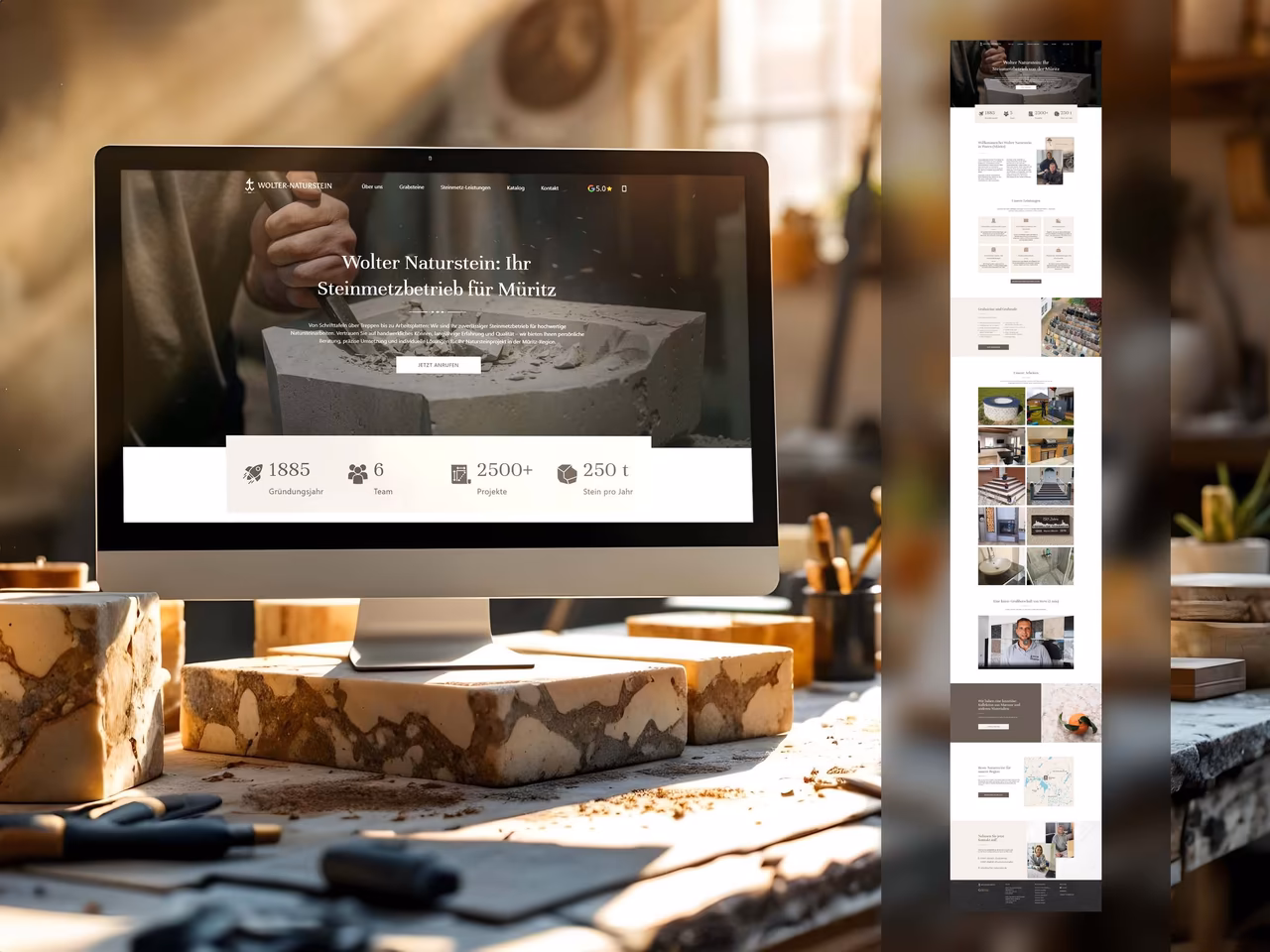 Website f&uuml;r Steinmetzbetrieb Wolter Naturstein Webdesign f&uuml;r Handwerker