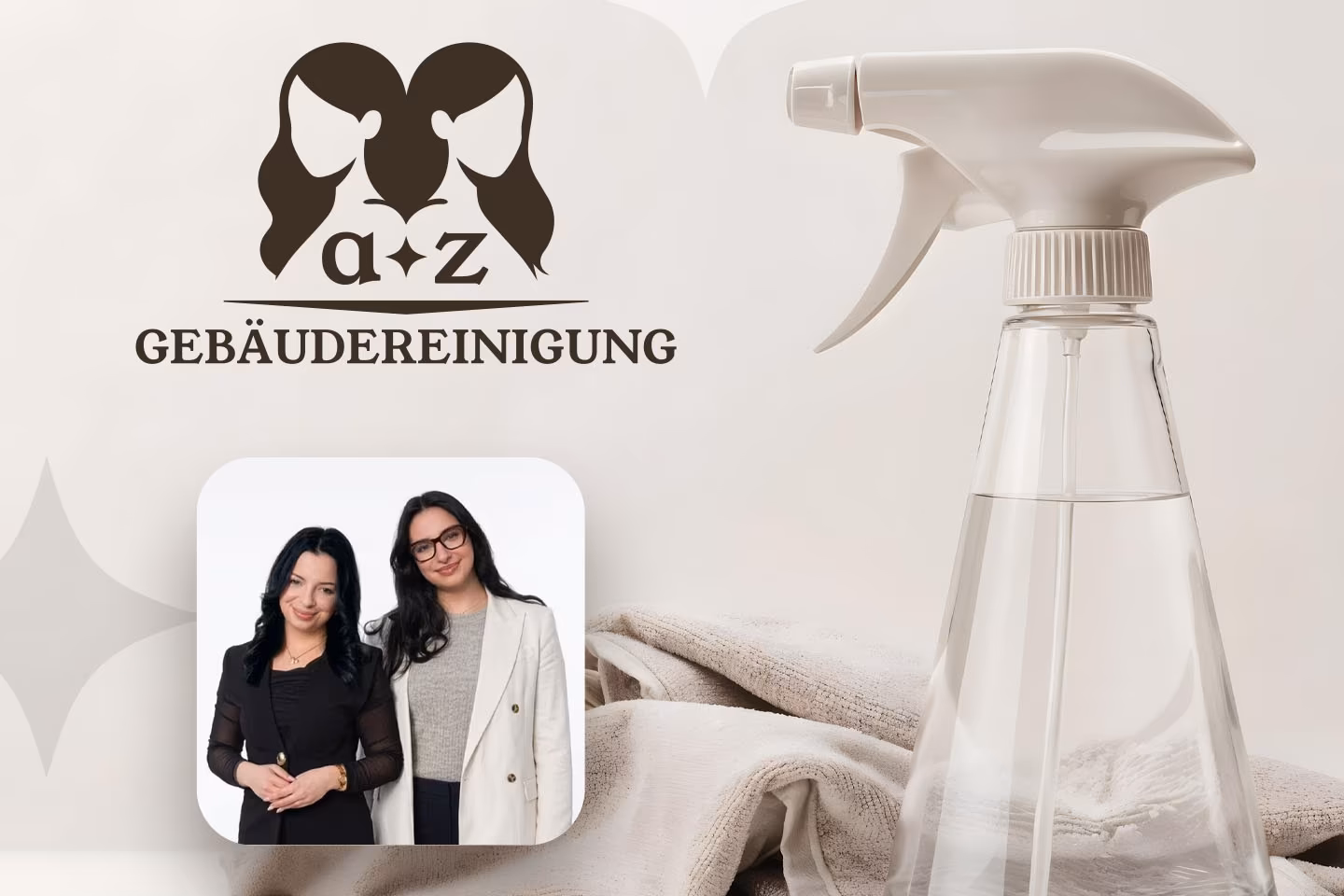 Corporate Design der A-Z Geb&auml;udereinigung Seenplatte &ndash; Logo und Portr&auml;t der beiden Gr&uuml;nderinnen