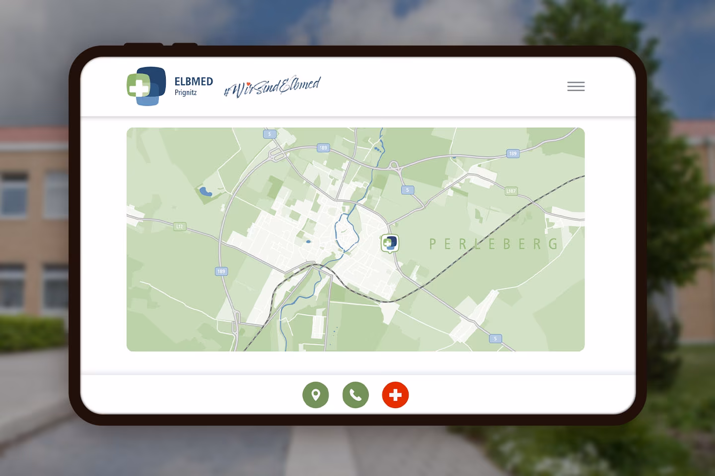 Digitaler Lageplan des Kreiskrankenhauses Prignitz in Perleberg &ndash; mobile Kartenansicht