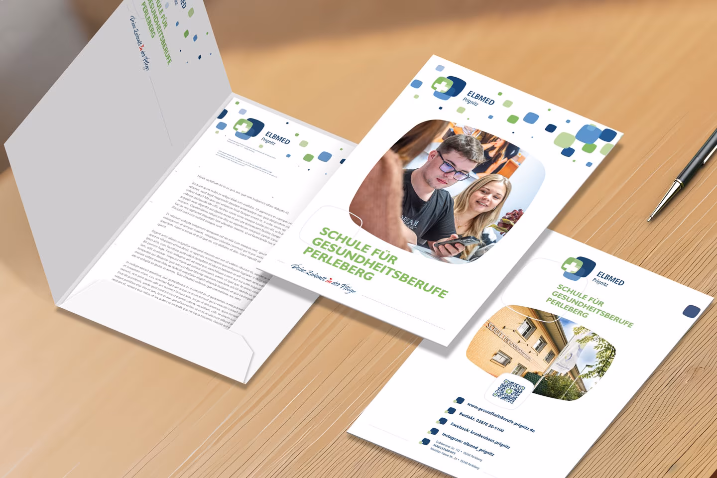 Angebotsmappe und Informationsmaterial der ELBMED Schule f&uuml;r Gesundheitsberufe Perleberg