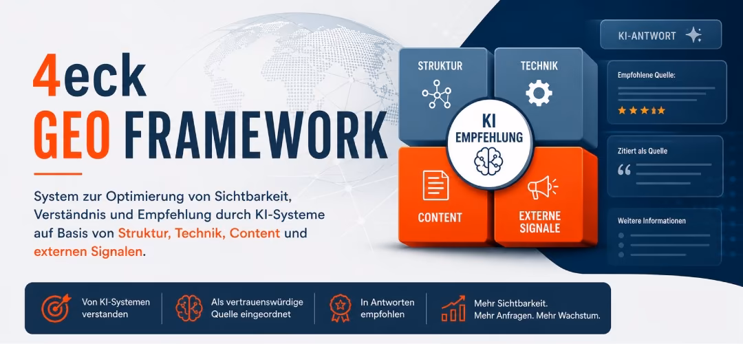 4eck GEO Framework f&uuml;r KI-Sichtbarkeit