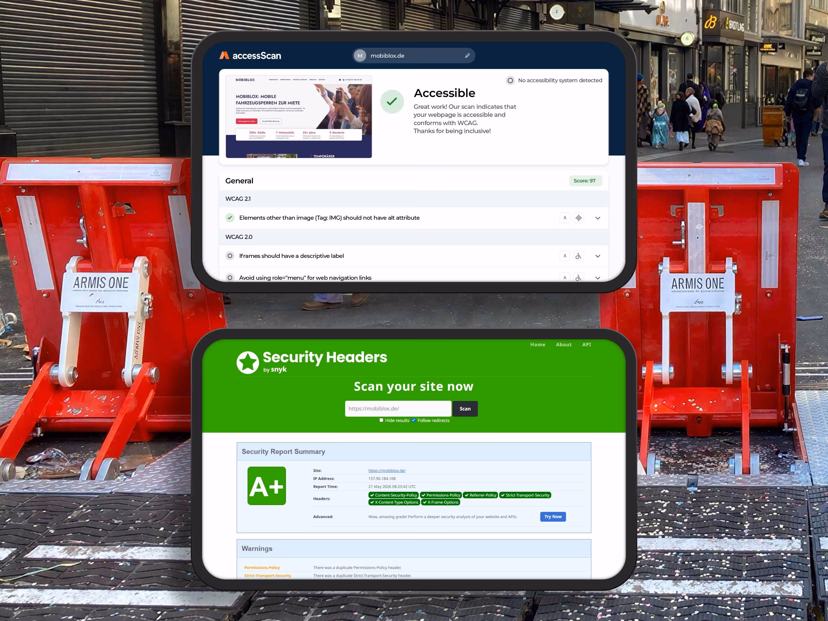 WCAG-Pr&uuml;fung und Security-Headers-Bewertung A+ in der MOBIBLOX Case Study