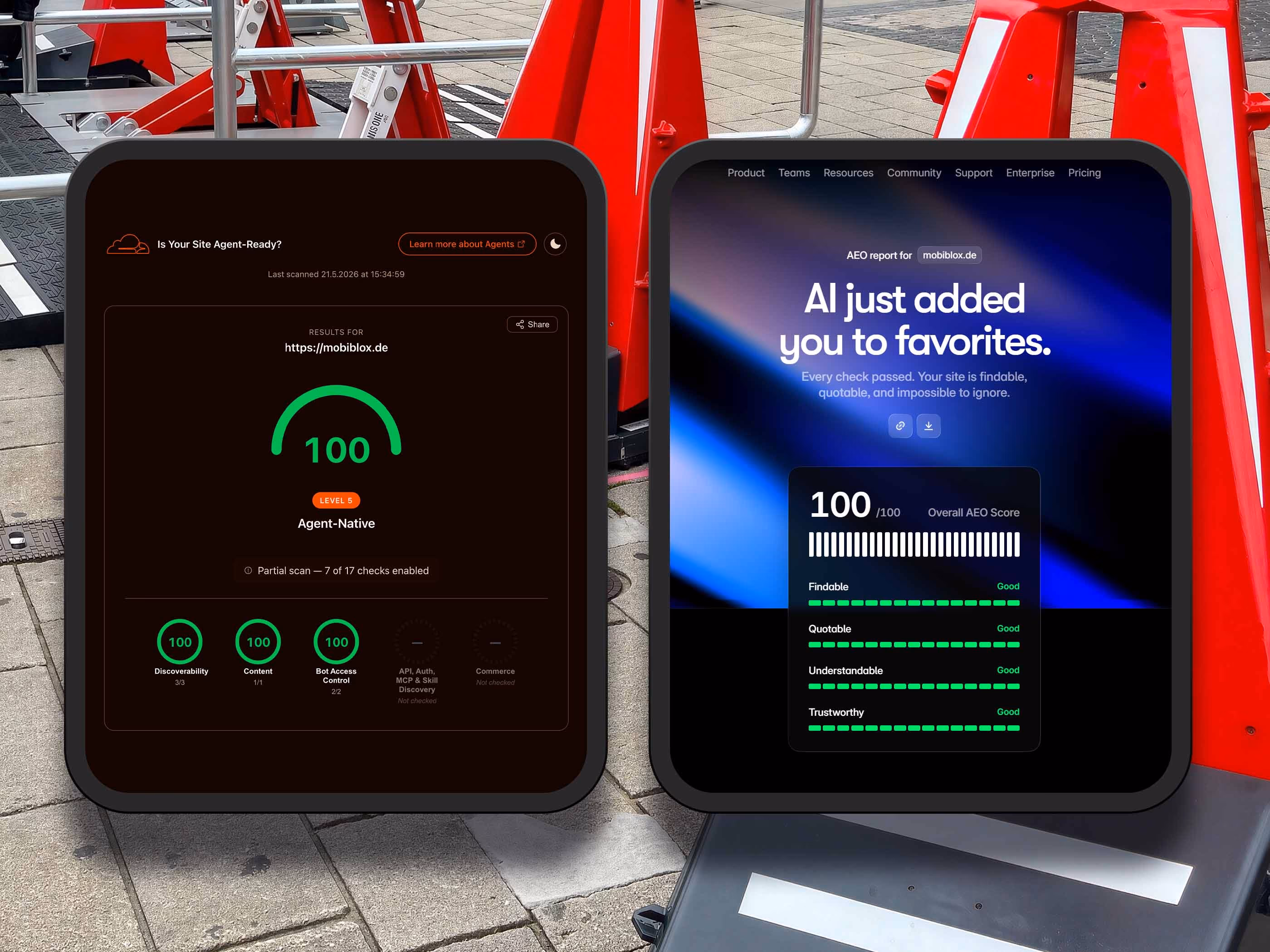 AI-Readiness- und AEO-Report best&auml;tigen 100 von 100 Punkten f&uuml;r die MOBIBLOX Website