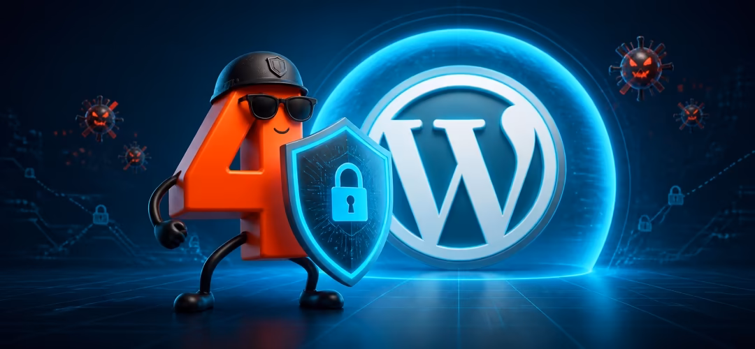 WordPress-Logo mit Vorh&auml;ngeschloss &ndash; Symbol f&uuml;r die WP2Shell-Sicherheitsl&uuml;cke und Core-H&auml;rtung