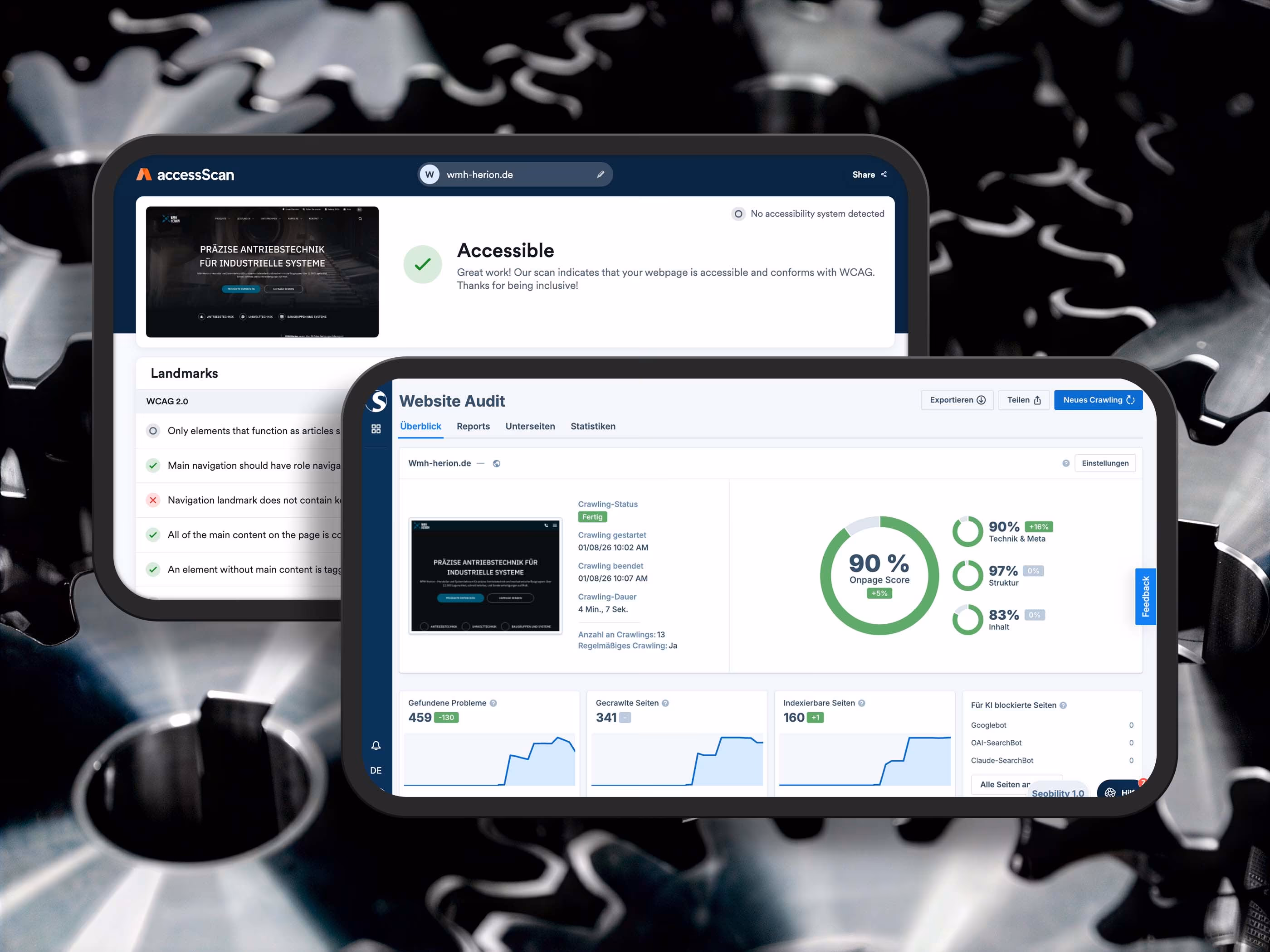 Accessibility- und Seobility-Audits der neuen WMH Herion Website