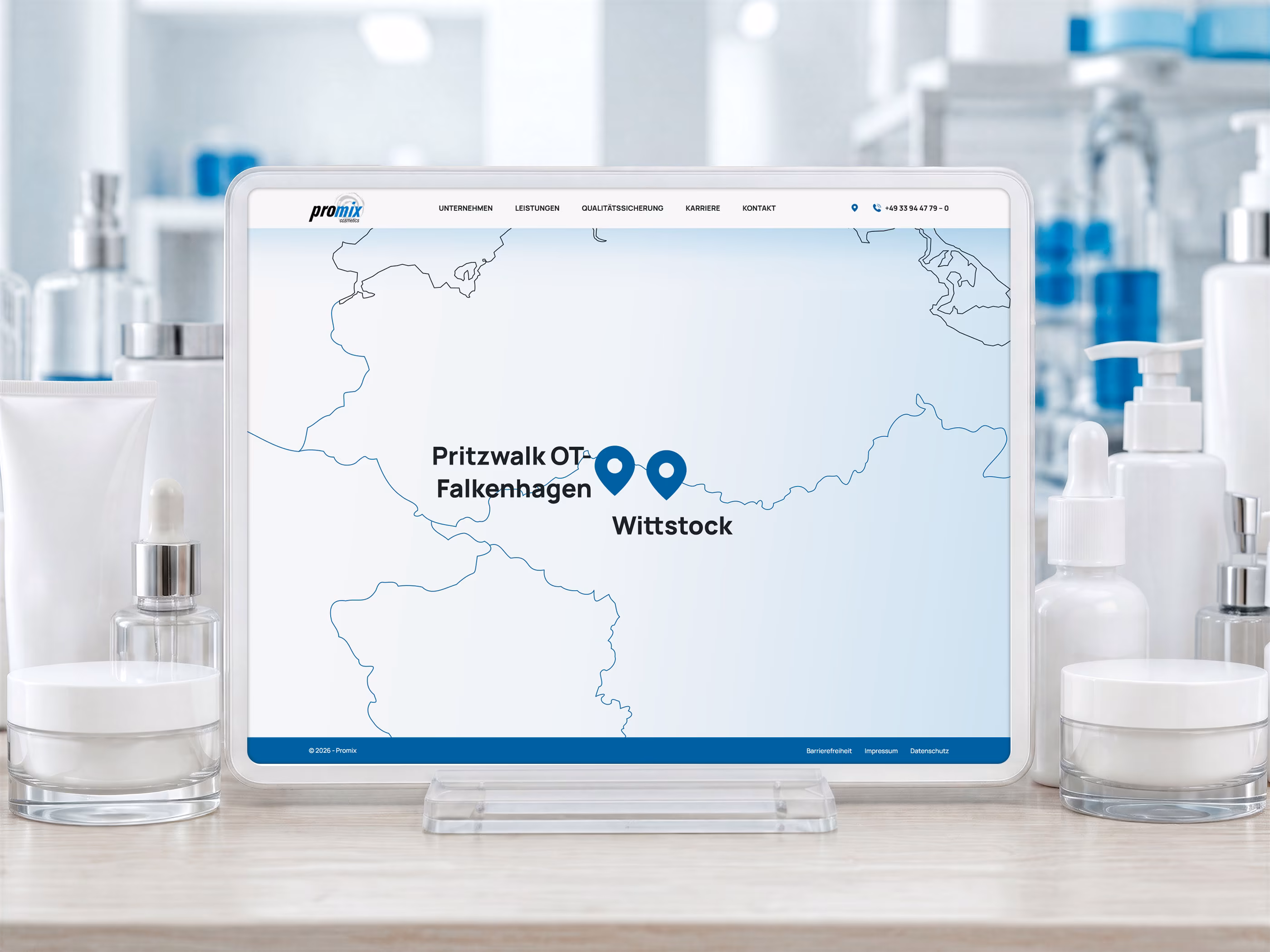 Individuelle Karte der Promix Standorte Wittstock und Pritzwalk-Falkenhagen