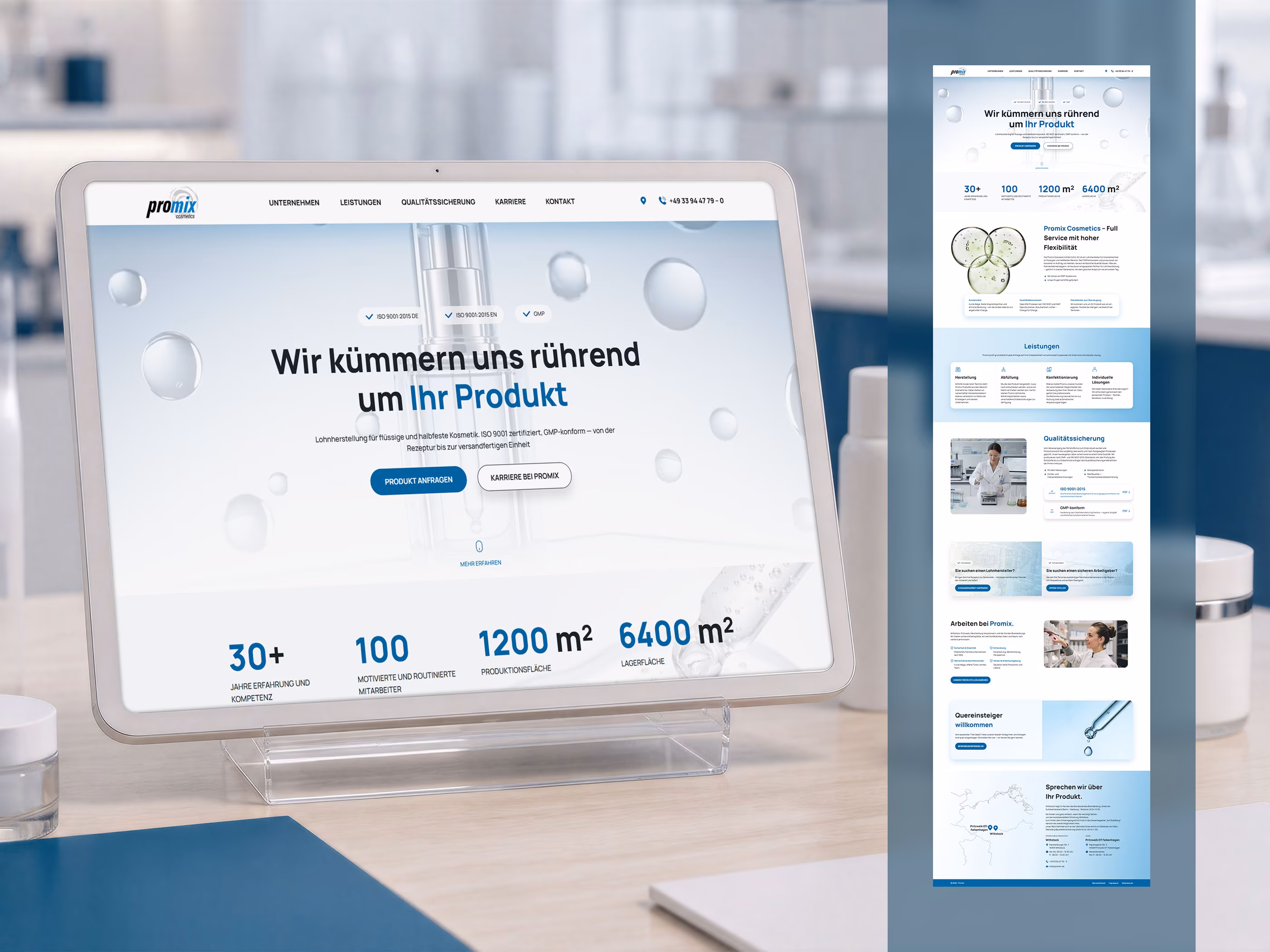 Neue Promix Website als Gesamtansicht mit Startseite auf gro&szlig;em Bildschirm