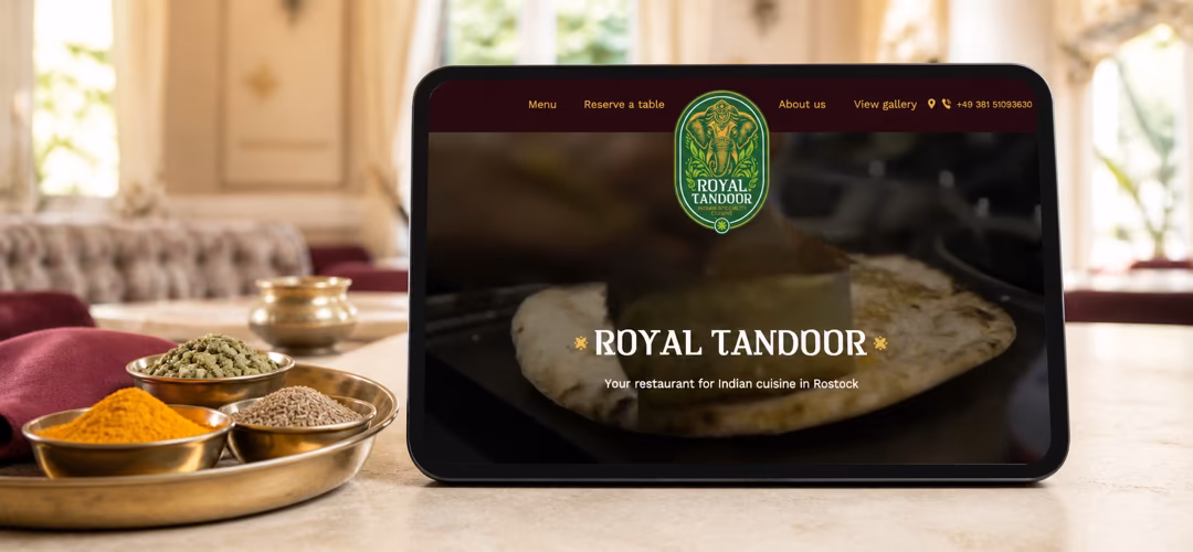 Royal Tandoor Website-Relaunch auf einem Tablet im indischen Restaurant